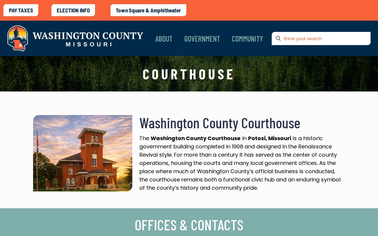 Washington County criminal records courthouse in Potosi