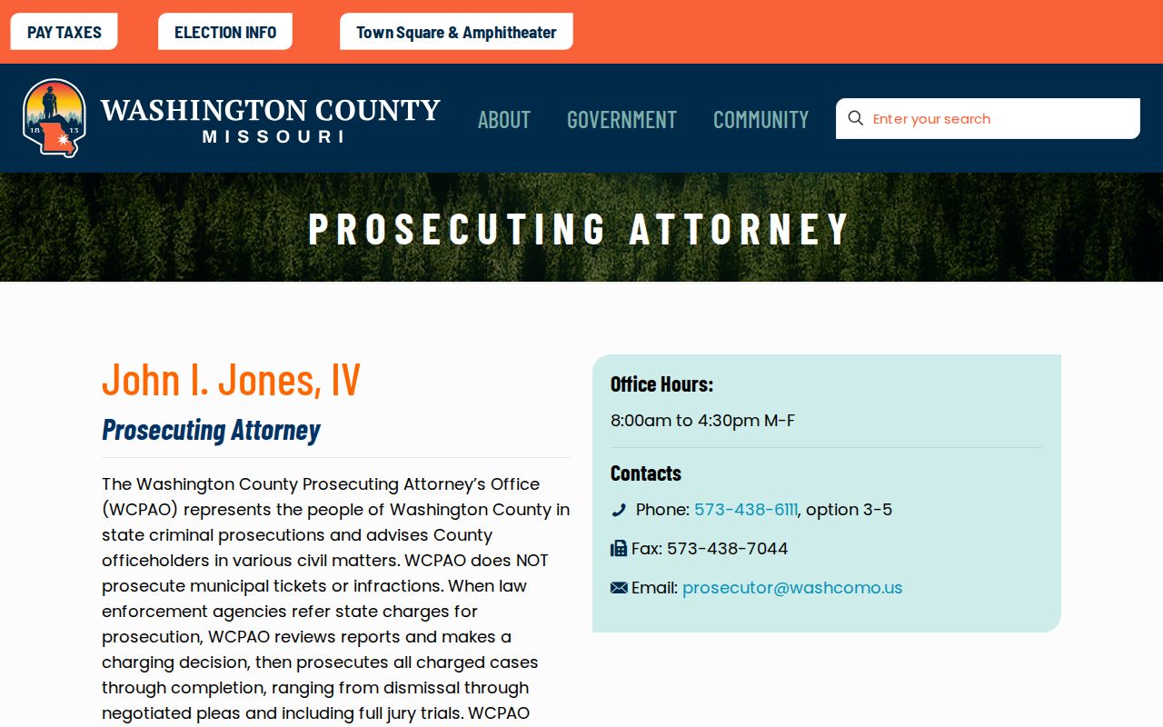 Washington County arrest lookup and county prosecutor charge review