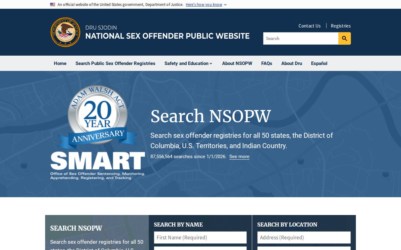 Washington County sex offender search through the national NSOPW registry interface